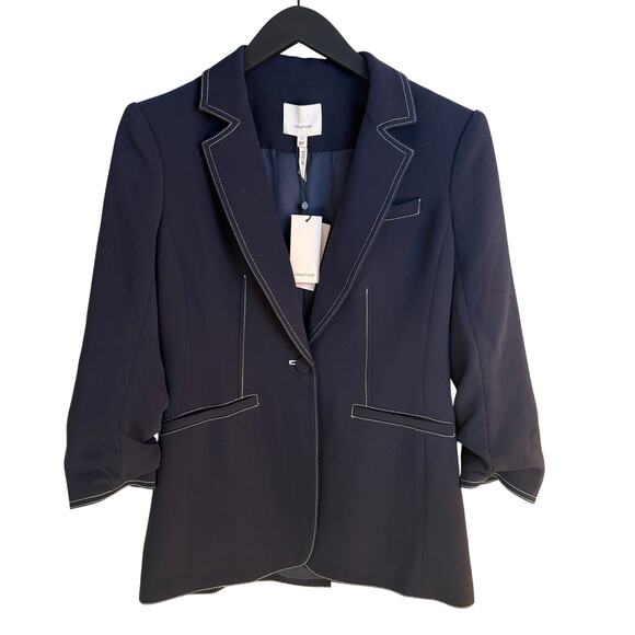 CINQ A SEPT Navy Crepe Khloe Blazer - Picture 8 of 13